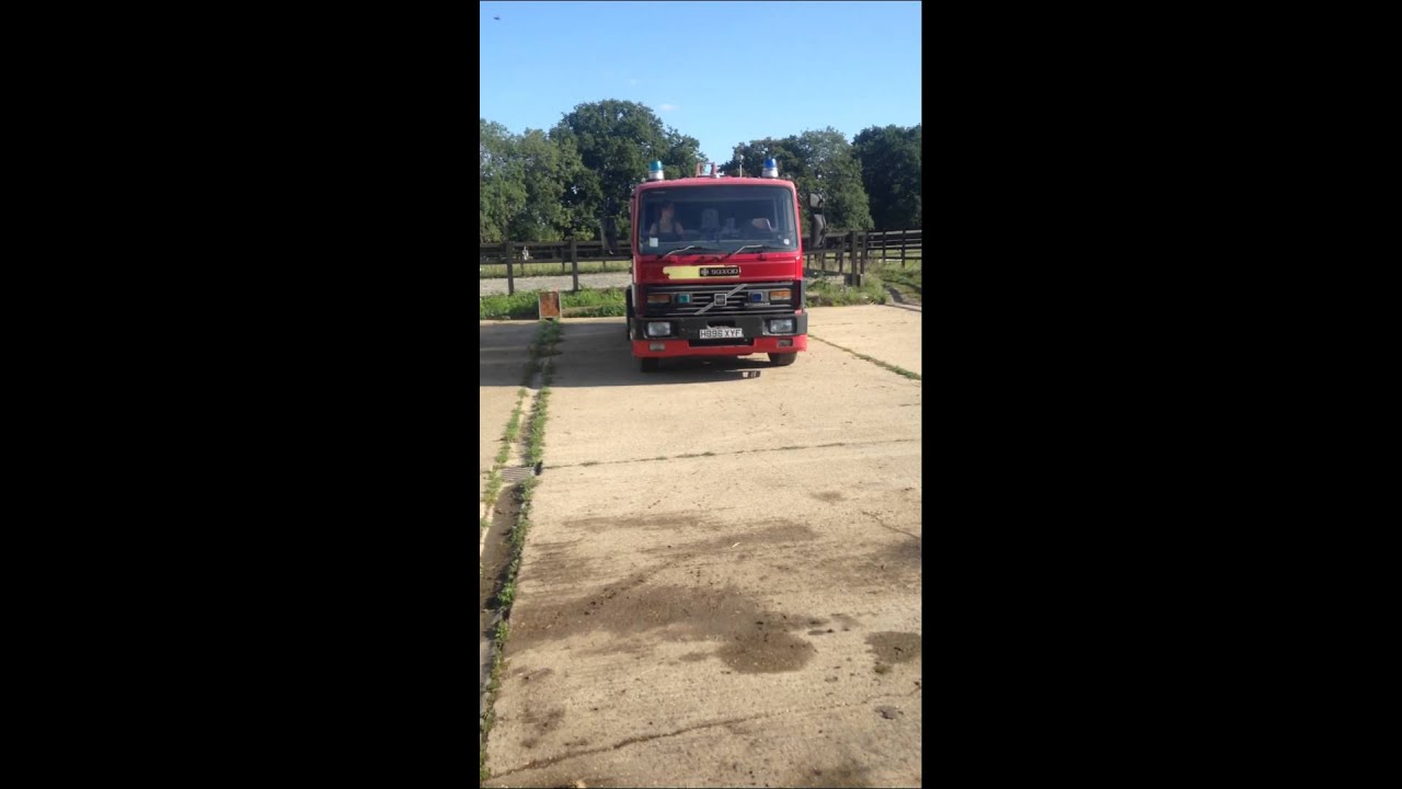 The Mrs driving our fire truck