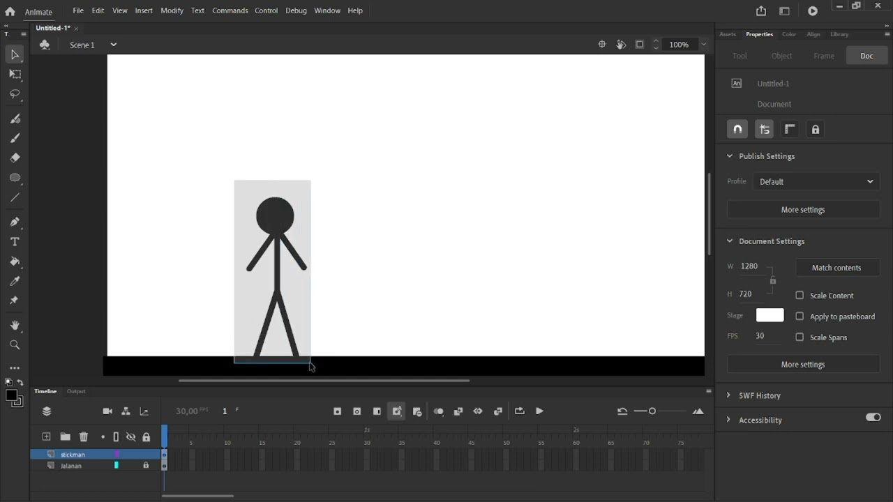 cara membuat animasi stickman di Adobe animate