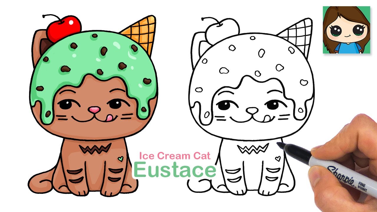 How to Draw Ice Cream Cat Eustace 🍦 Moriah Elizabeth