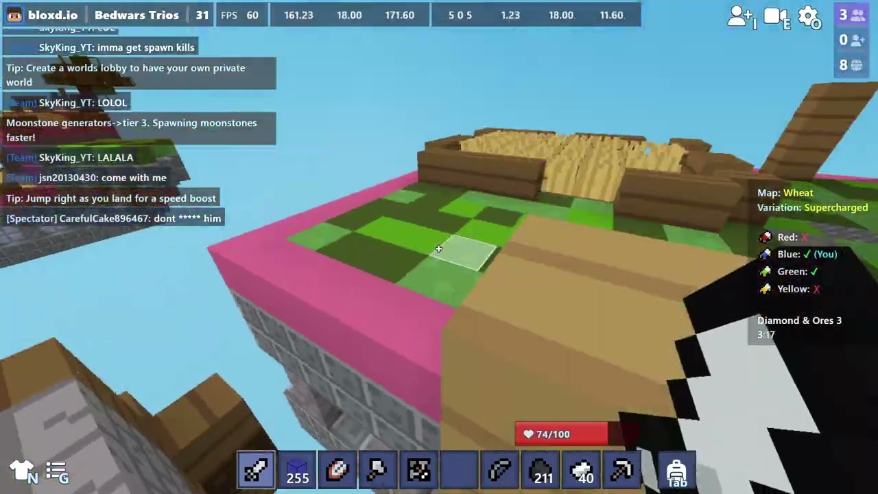 Trolling a player in Bedwars