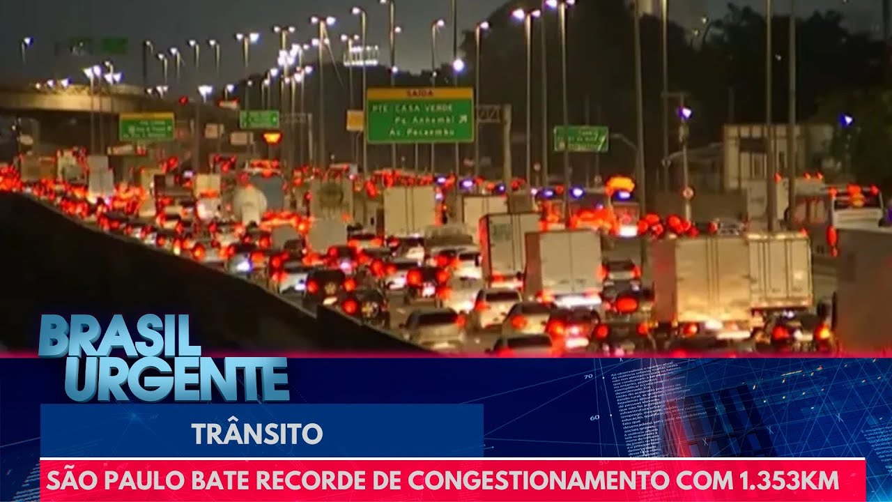 S&atilde;o Paulo bate recorde de congestionamento com 1.353km | Brasil Urgente