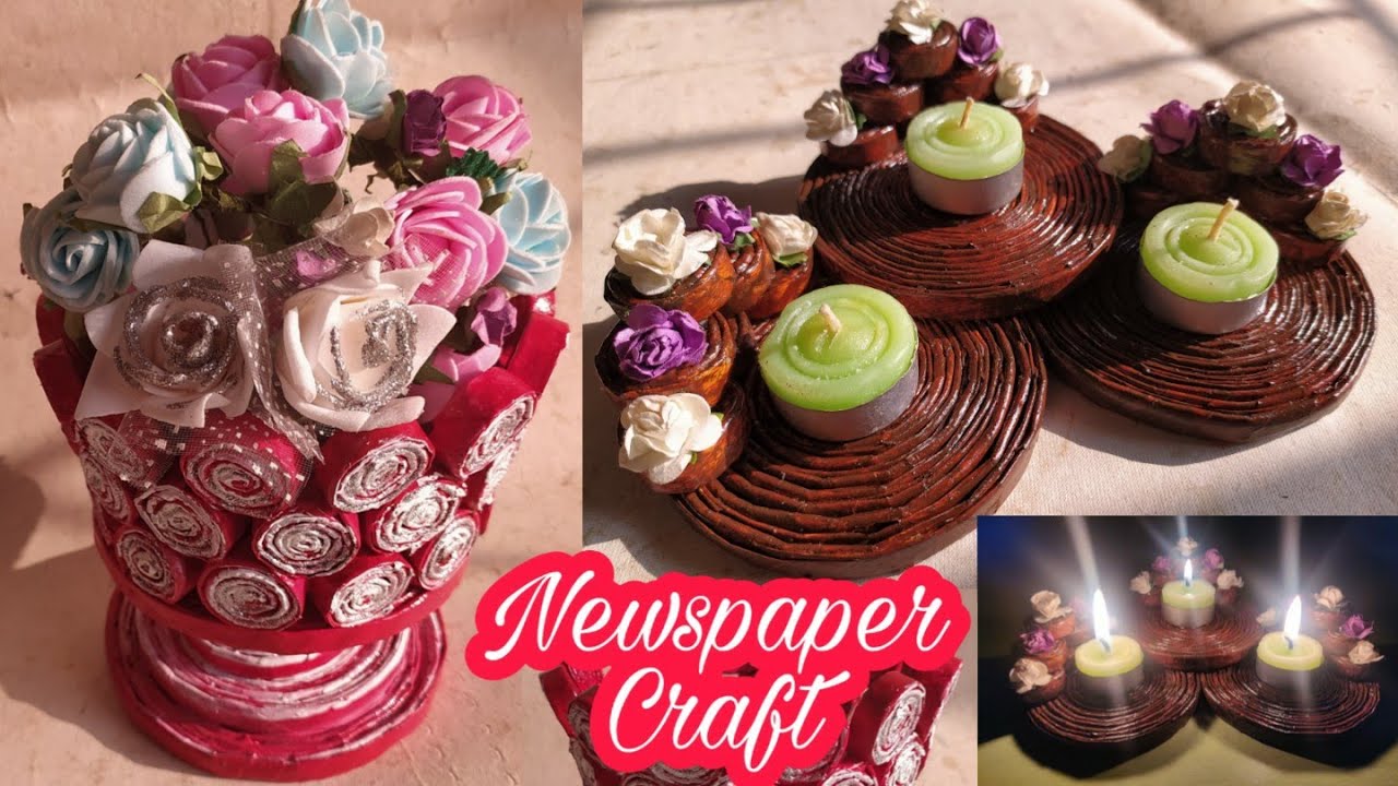 Newspaper Vase | Newspaper Candle Holder | Best Out of Waste | DIY