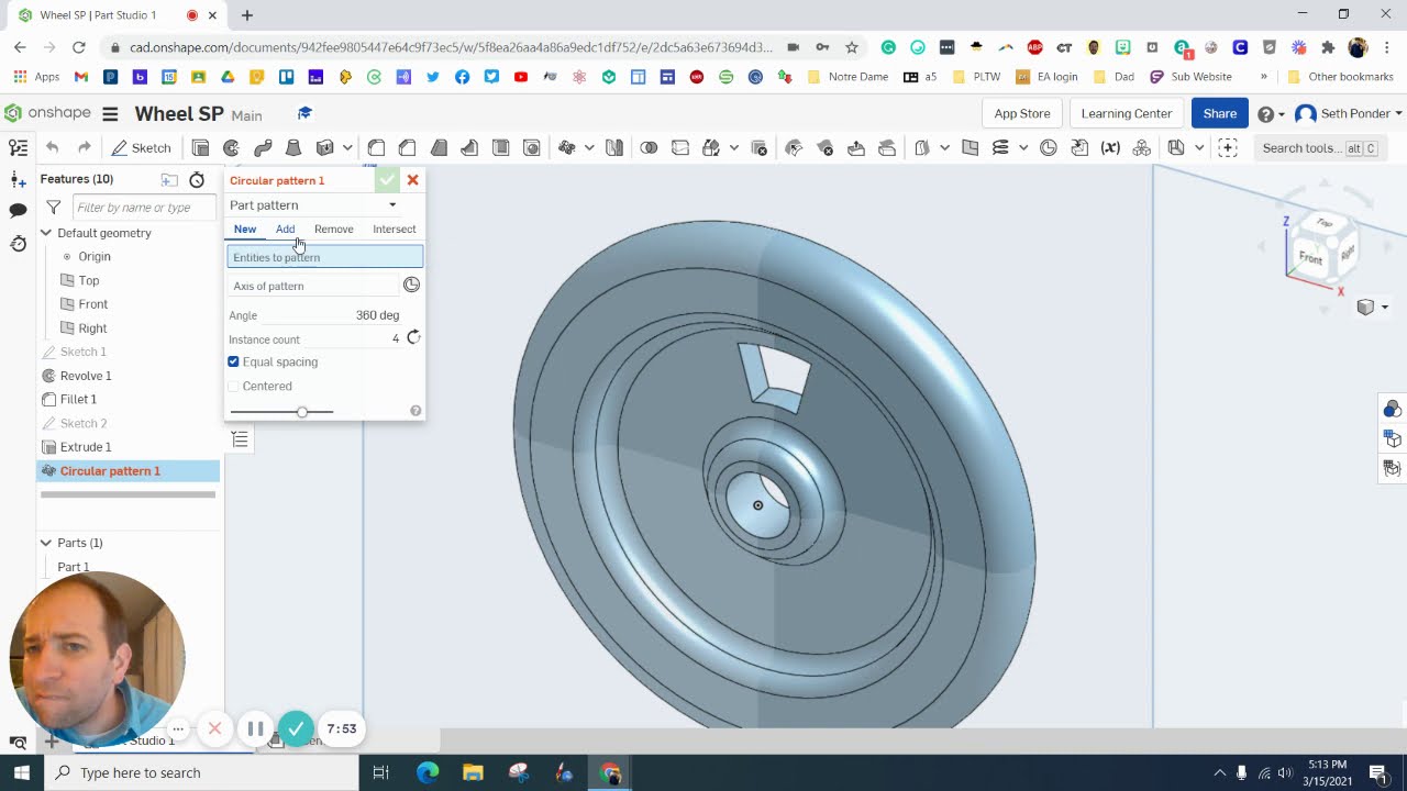 Колесо поезда на Onshape