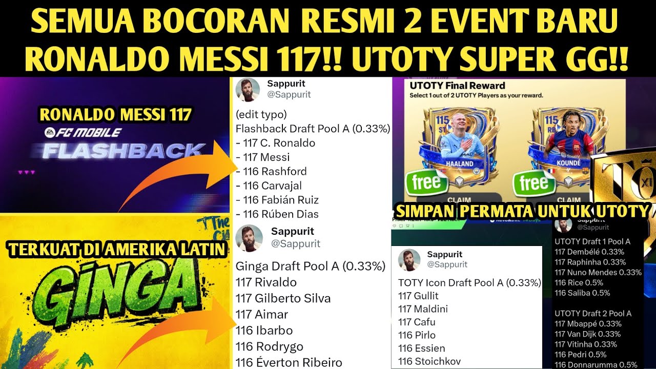RESMI RONALDO MESSI 117 VERSI PRIME?! BOCORAN RESMI 2 EVENT BARU & HADIAH GRATIS UTOTY DRAFT UTOTY!!