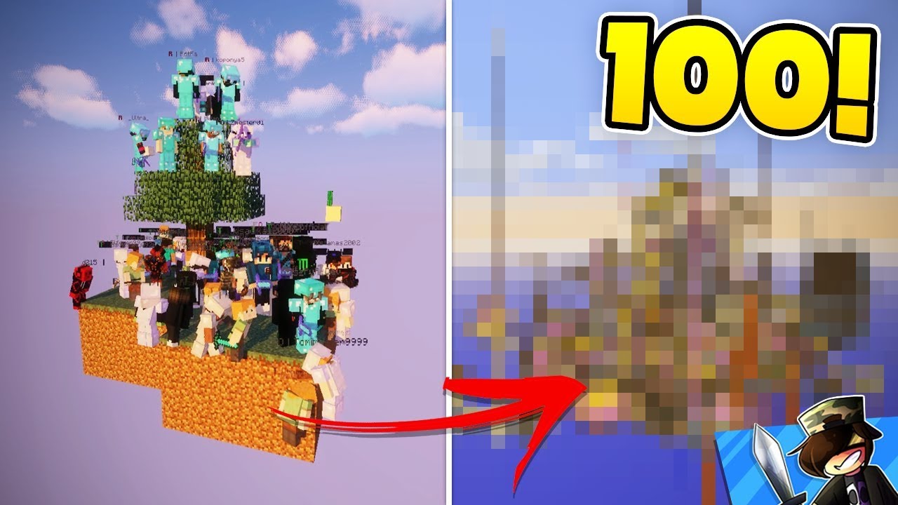 100 JÁTÉKOS TÚLÉLÉSE 1 SKYBLOCK SZIGETEN! 😲