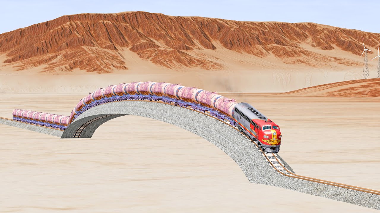Impossible Round Bulged Rail Track vs Trains-Beamng Drive