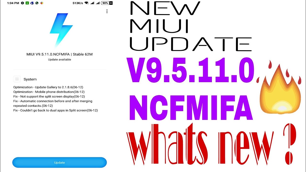 MIUI NEW UPDATE  V9.5.11.0 (NCFMIFA) #mobileinfoline