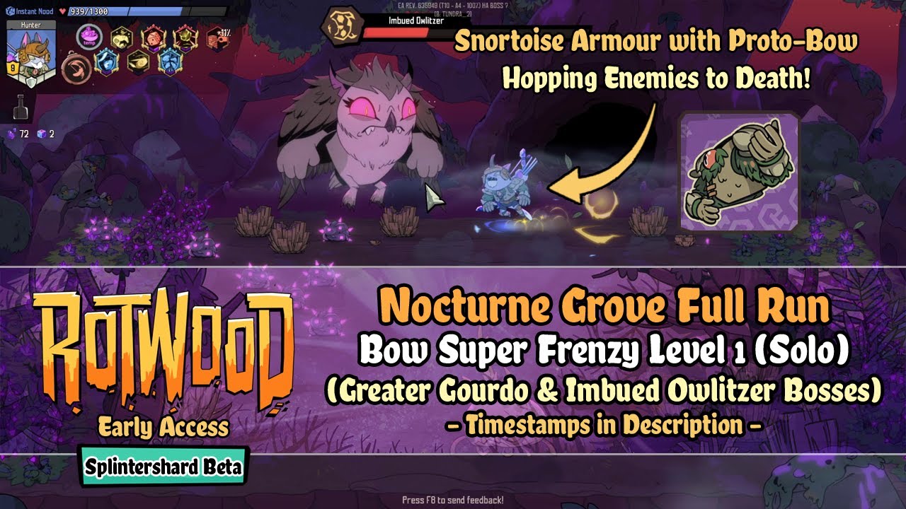 Rotwood EA | Splintershard Beta - Nocturne Grove [Bow Super Frenzy 1] Solo Run (Imbued Owlitzer)