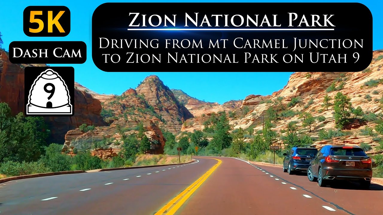 Let's Drive to Zion National Park on West Utah 9 from US 89 in Mount Carmel Junction in 5K ULTRA HD