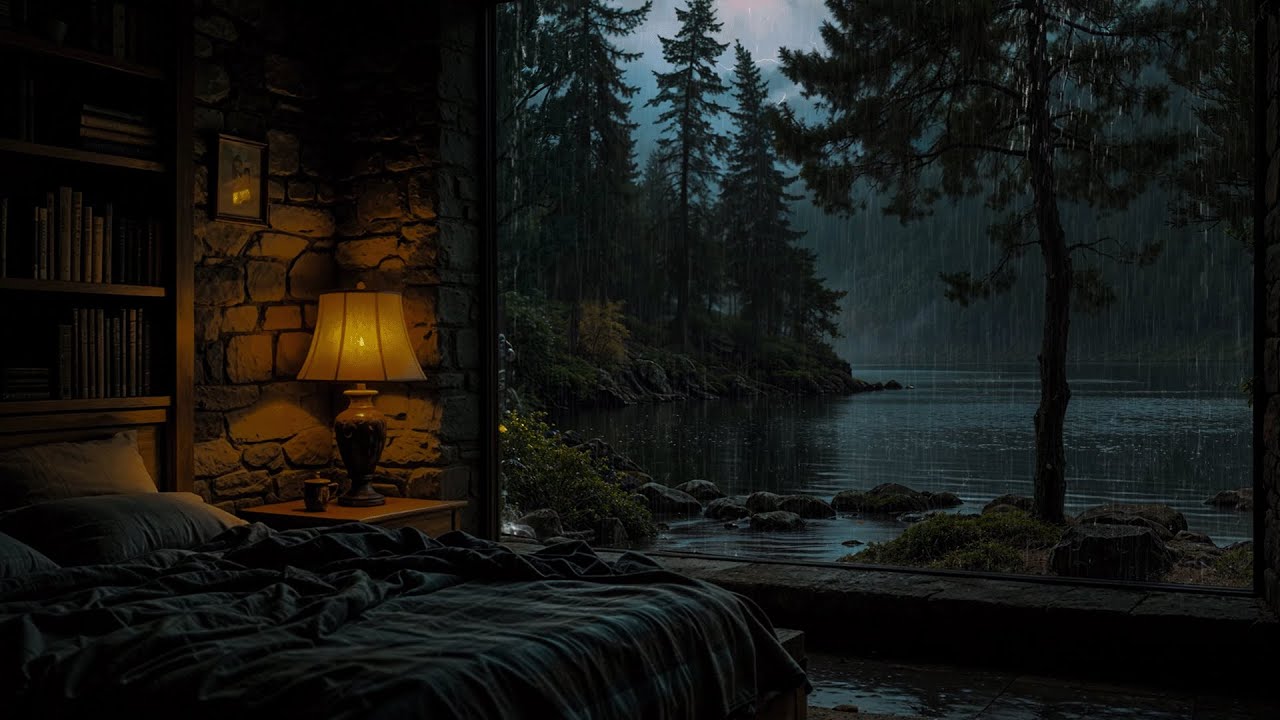 🌧️ Listening to the Rain from a Room Overlooking the River | Relaxing Rain Sounds 🌙💤