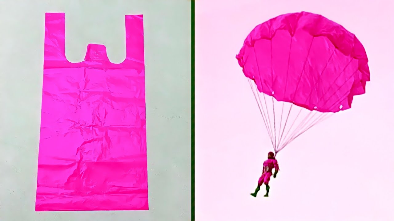 How to make Parachute with a plastic bag || parachute kaise banate hain || @CRAZY EXPERIMENT
