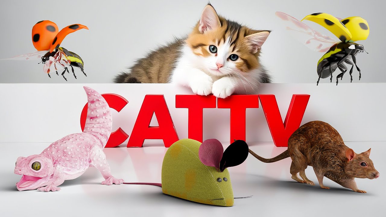 【猫用動画・猫が喜ぶ映像26】ねずみ・スズメ・リス・てんとう虫・サラマンダー・ゲッコー・マウスキャットトイ・ロビン・ハト・8時間 GAME FOR CATS 26
