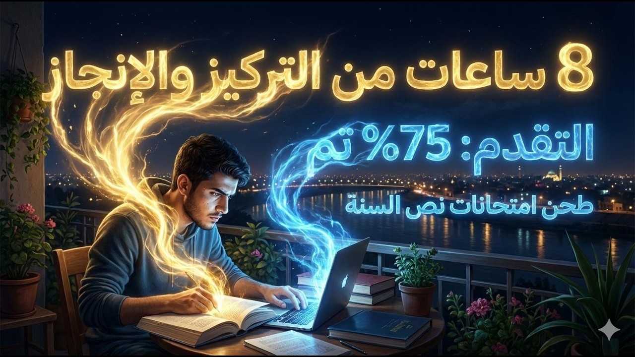 تحدي طحن المواد لنصف السنة 📚 | ادرس معي 8 ساعات متواصلة بليلة شتوية على دجلة (تحفيز نار)