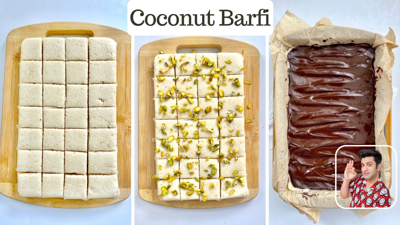 सिर्फ़ ३ सामग्री से बनी नारियल बर्फ़ी | Coconut Barfi | Chocolate Barfi | Kunal Kapur Diwali Recipes