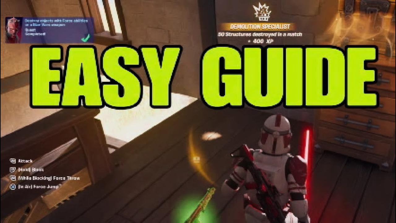Destroy objects with Force Abilities or a Star wars Weapon - Fortnite X Star Wars Quests