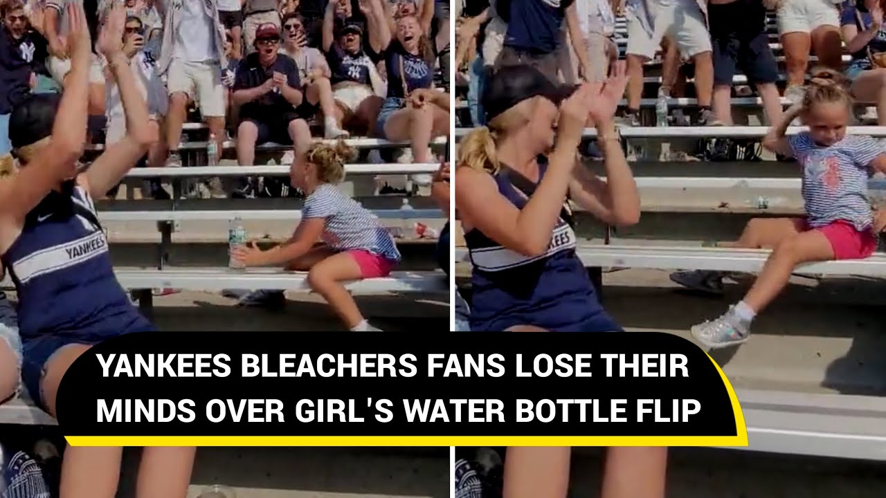Yankees bleachers fans lose their minds over girl&rsquo;s water bottle flip | Viral Video