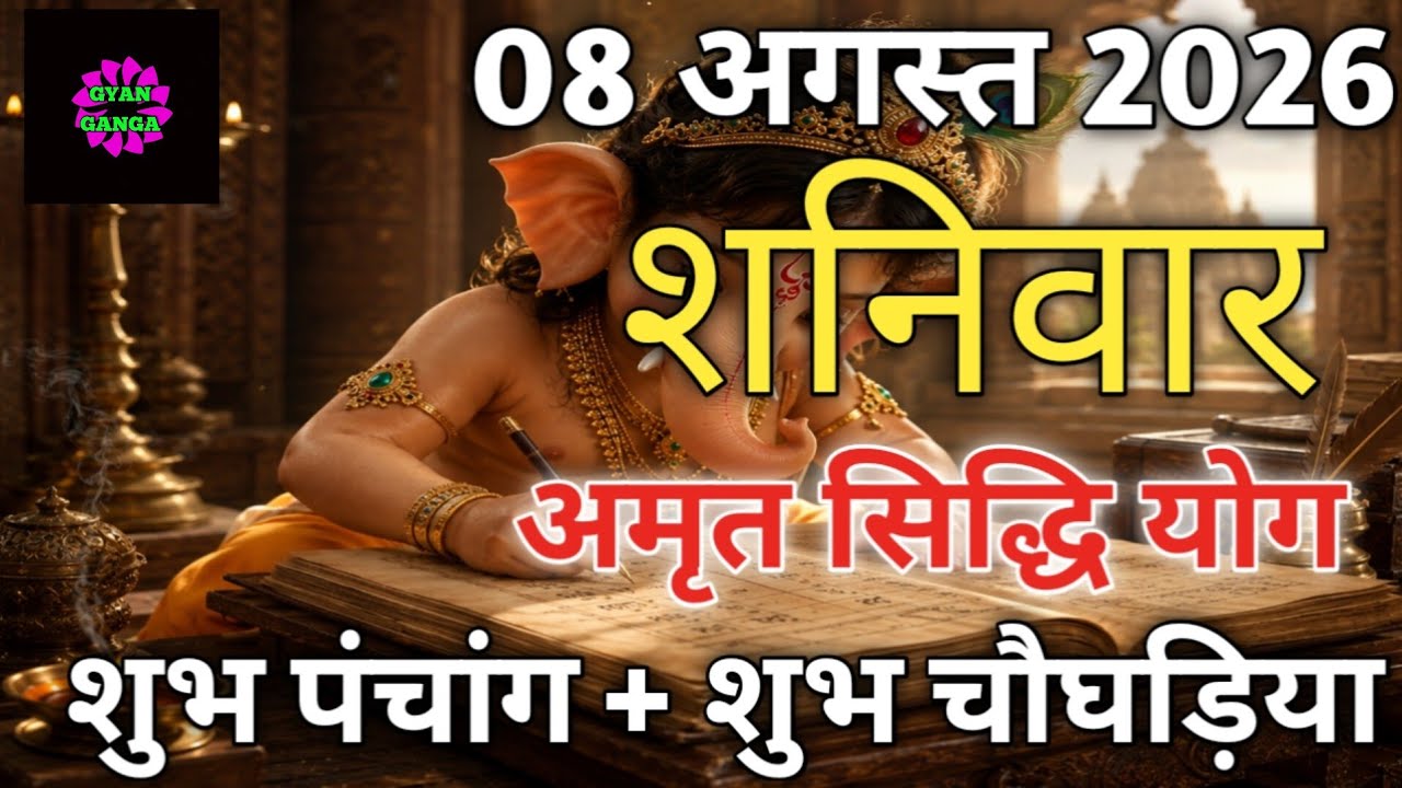 8 August 2026 Aaj Ka Panchang | Choghadiya Muhurat | Shaniwar Panchang | Shubh Muhurat