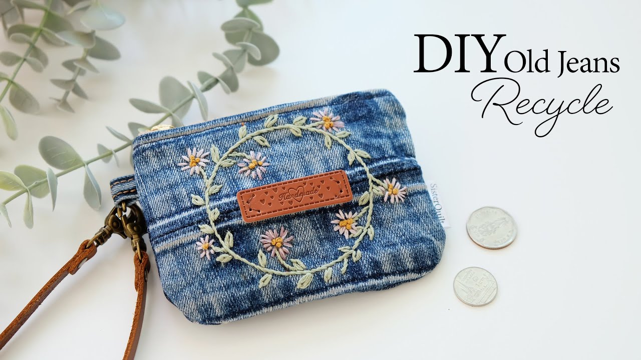 How to make a coin purse From the waistband of old jeans. (267)