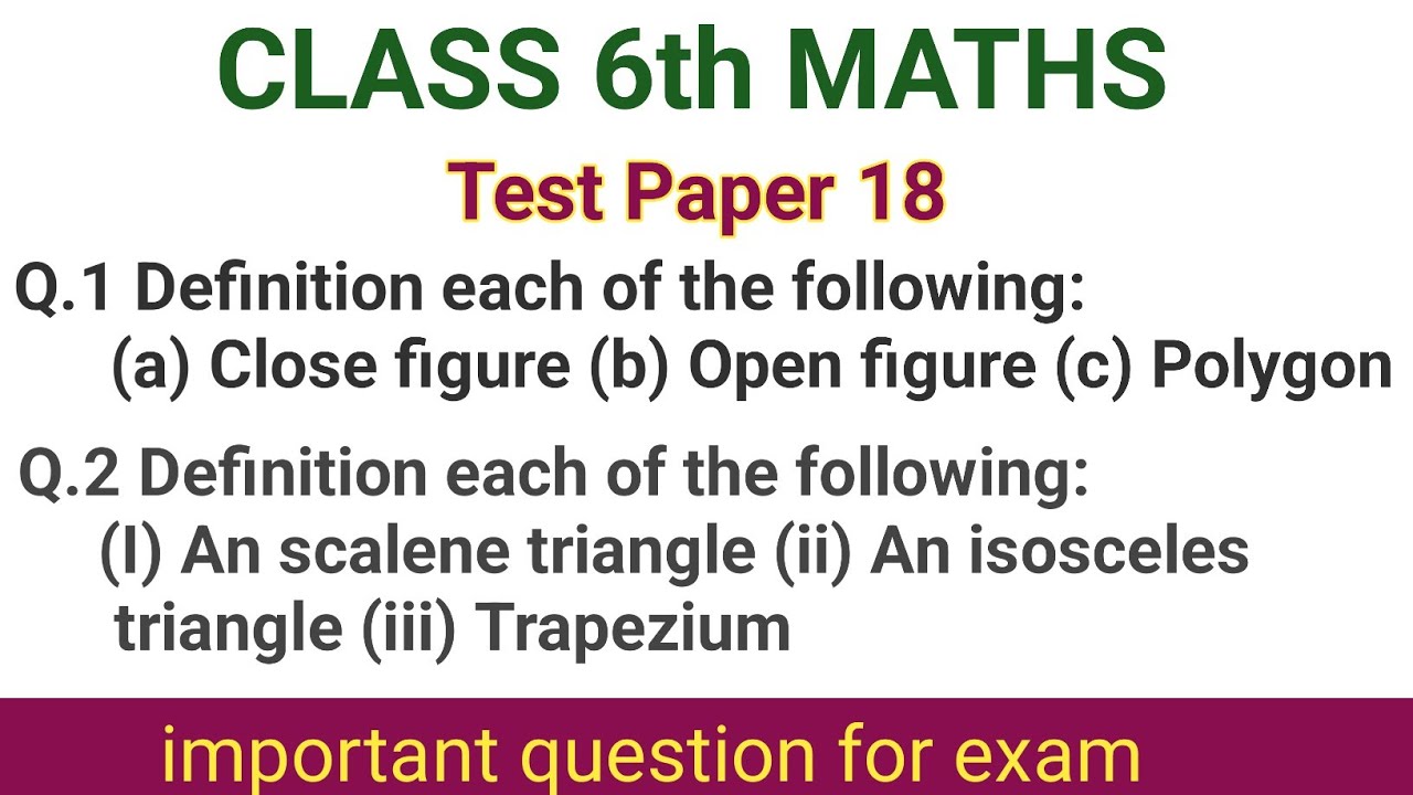 Class 6th test paper 18. RS Aggarwal Maths solution. test paper 18 class 6th maths 