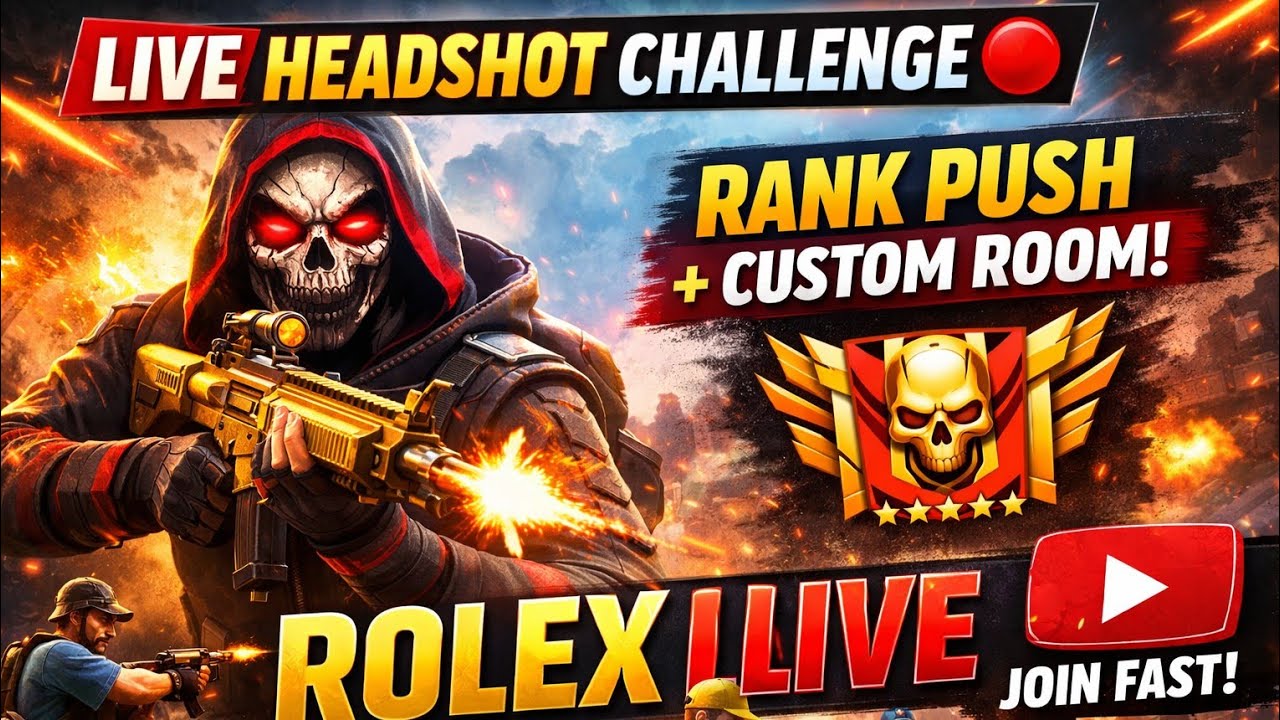 🔴 FREE FIRE LIVE | ROLEX LIVE | HEADSHOT CHALLENGE | RANK PUSH