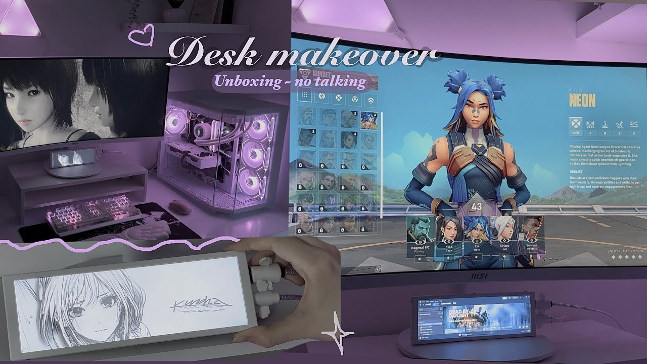 Desk makeover  ࣪  ౨ৎ˚₊ | Unboxing mini monitor | Playing valorant & dbd 🤍 | 2026