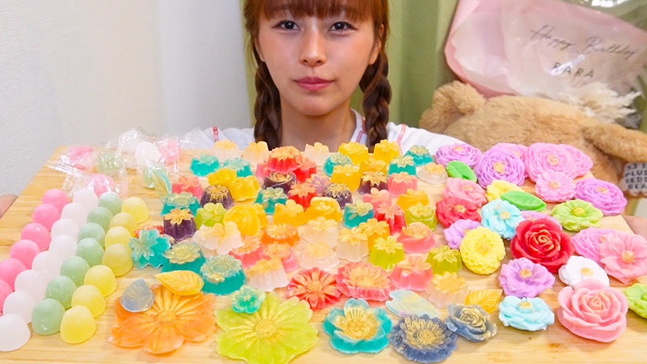 【ASMR】キラキラさくさくの琥珀糖とウイスキーボンボン [大食い]