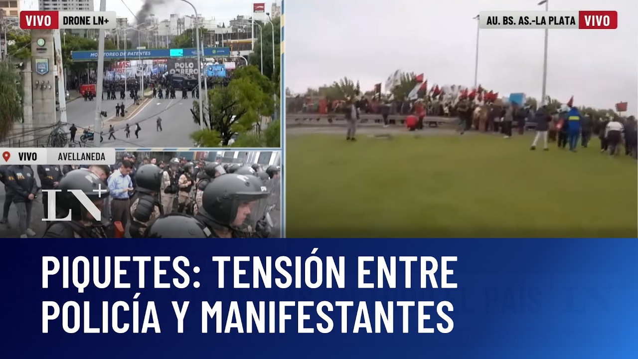 Protestas de piqueteros, cortes y caos: tensi&oacute;n entre polic&iacute;as y manifestantes