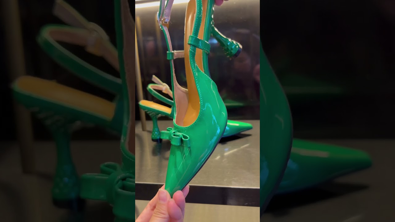 Elegant Green Slingback Stilettos #viral #trendy #stilettos