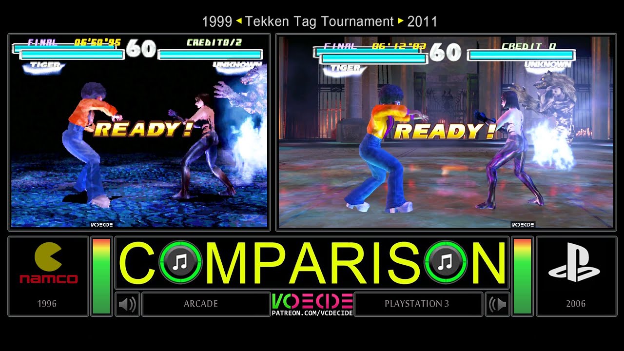Tekken Tag Tournament (Arcade vs PlayStation 3) Side by Side Comparison - Dual Longplay