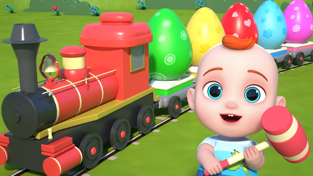 Trem de Cores com ovo surpresa | Desenhos animados para crianças | Bebê Leo Músicas Infantis