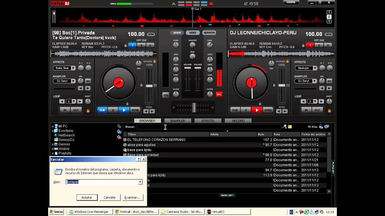 Mezclando En Vivo Cumbia Peruana  2011 Virtual DJ 7  - DJDaryl