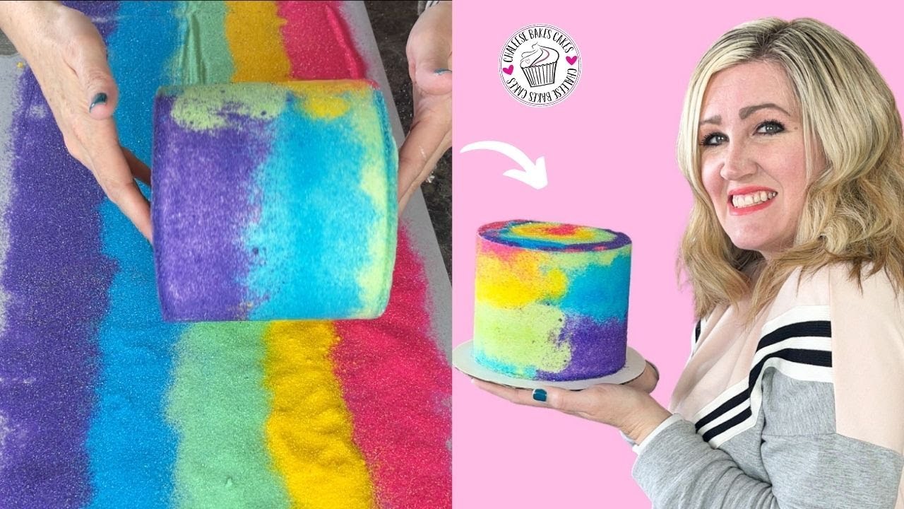 Tips and Tricks | How to make a SAND ART CAKE by ROLLING the CAKE in  SANDING SUGAR SPRINKLES!!!