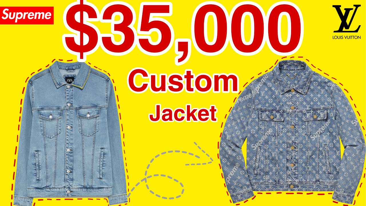 HOW TO MAKE $35,000 JACKET, (GIVEAWAY) /LOUIS VUITTON X SUPREME/ CUSTOM JACKET/ ARTO/(FULL TUTORIAL)