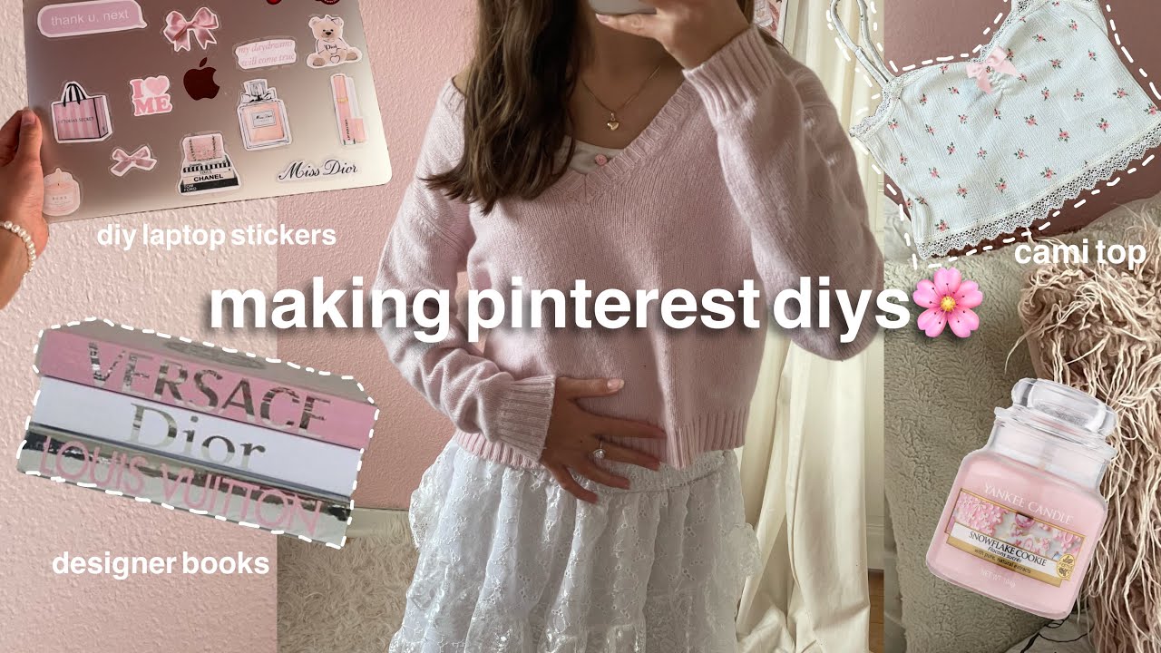 making cute girly pinterest diys! 🎀 (stickers, cute cami tops + more)