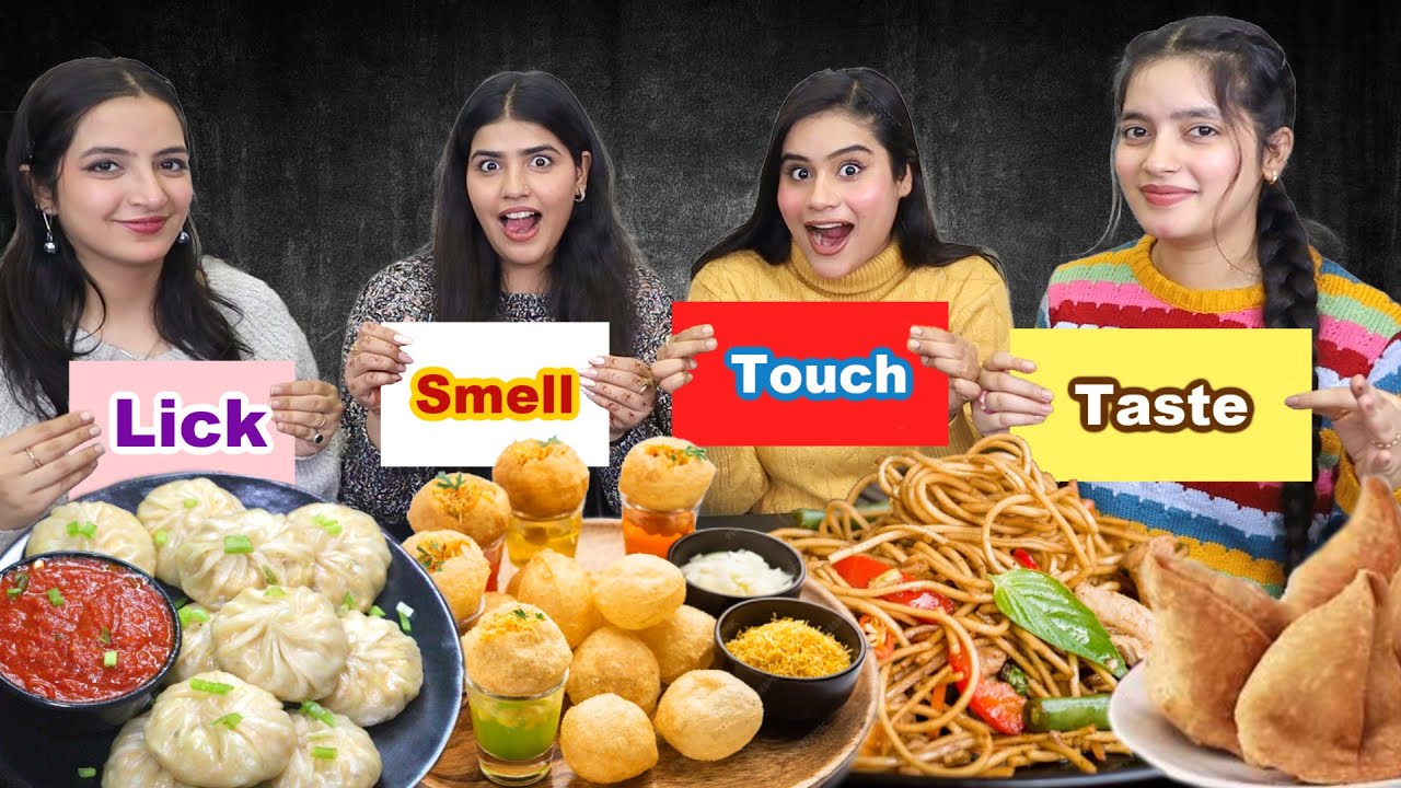 Smell it vs Lick it  vs Touch it vs Taste it Food Challenge | Street Food Challenge
