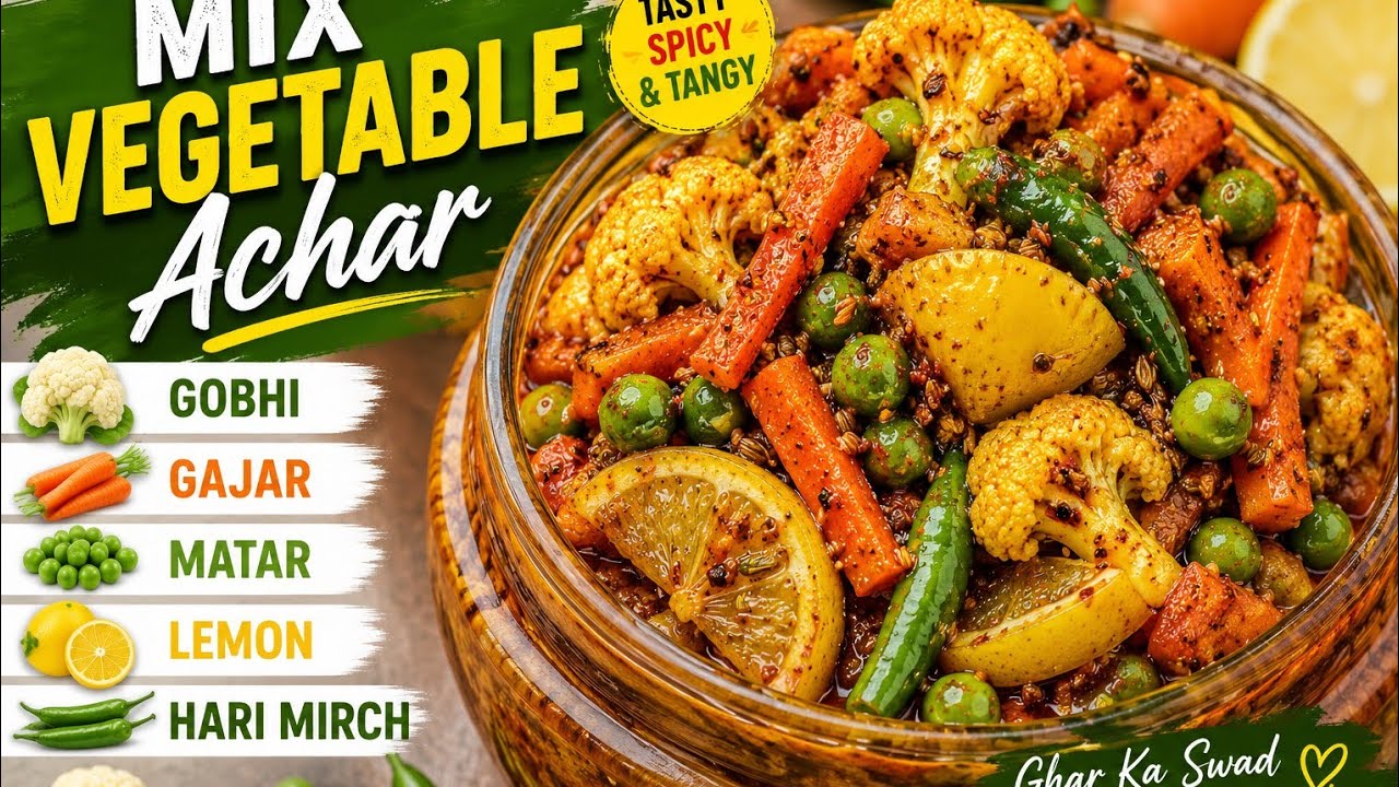 Mix vegetables achar recipe/instant achar recipe 