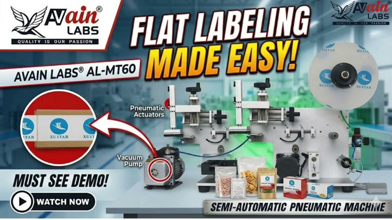 AVAIN LABS&reg; Pneumatic Flat Labeling Machine AL-MT60 | Semi-Automatic Labeler
