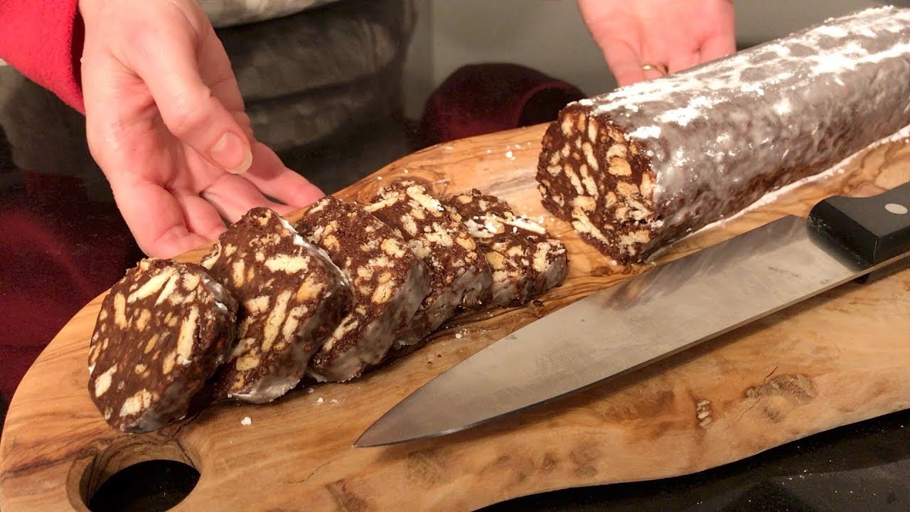 SALAME DI CIOCCOLATO SENZA UOVA E BURRO - Ricetta facile e veloce | CHOCOLATE SALAMI RECIPE
