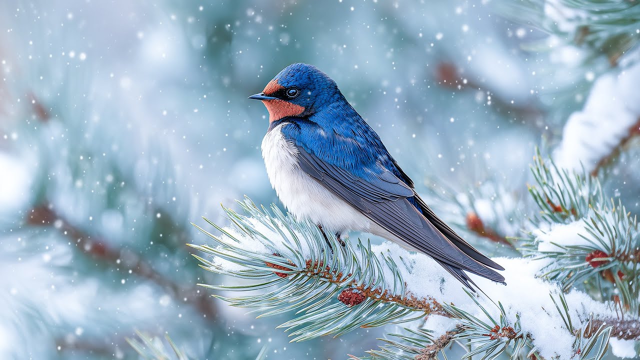 Birds in Snow with Piano Music ❄️🎶 – Relaxing Sounds for Focus, Stress Relief, and Deep Sleep 🌙