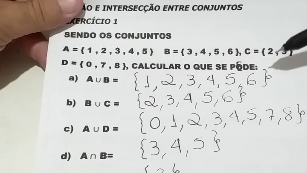 AULA 256 -  UNIÃO E INTERSECÇÃO ENTRE CONJUNTOS