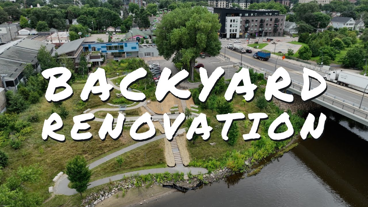 MWMO Backyard Renovation 2024 - Aerial View of New Stairways to the Mississippi River