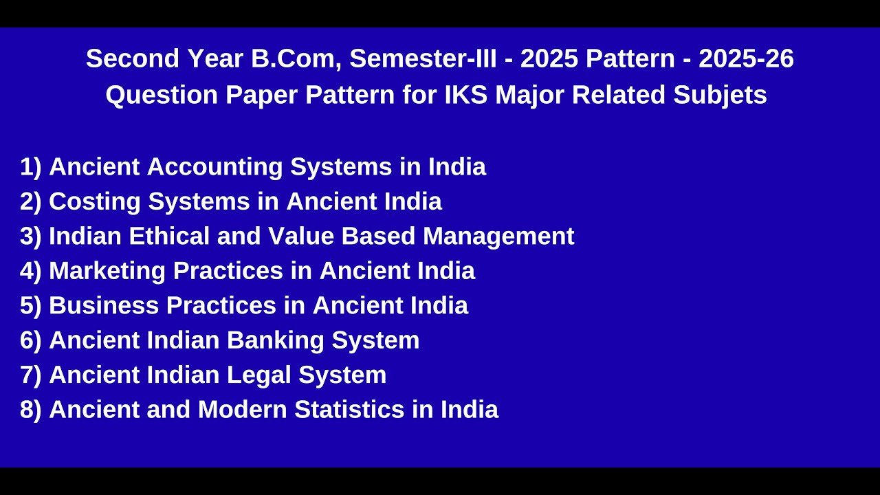 SYBcom, Sem 3 -  NEP 2025 Pattern -  IKS Major Related Subjets - Question Paper Pattern