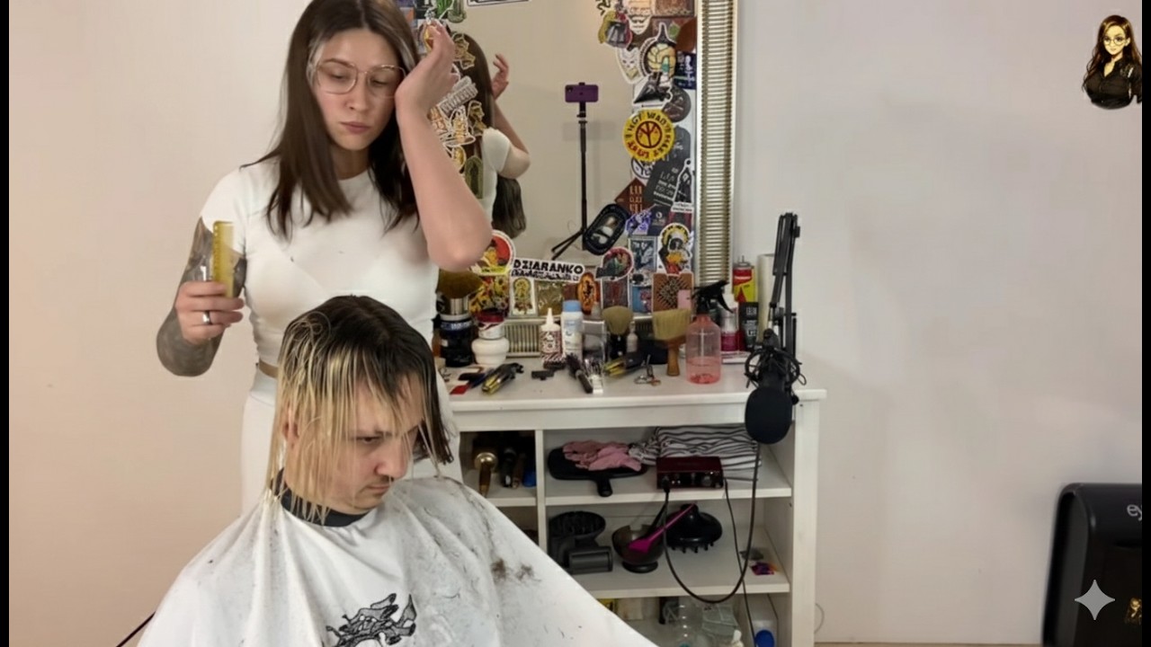 💈АСМР стрижка: выбритые бока + хвост ✂️