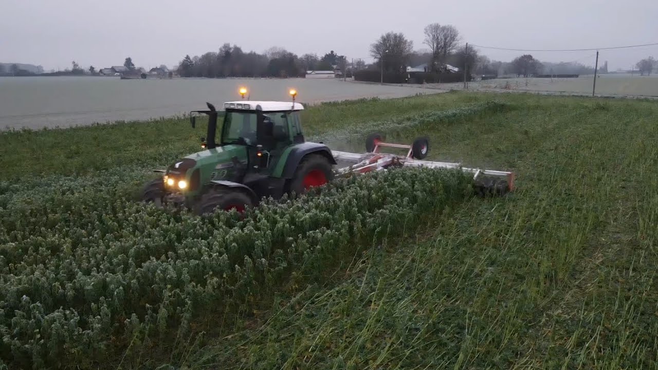 On essaye de d&eacute;truire les couverts v&eacute;g&eacute;taux au rouleau crosskill avec le nouveau fendt 716🚜💨🌾