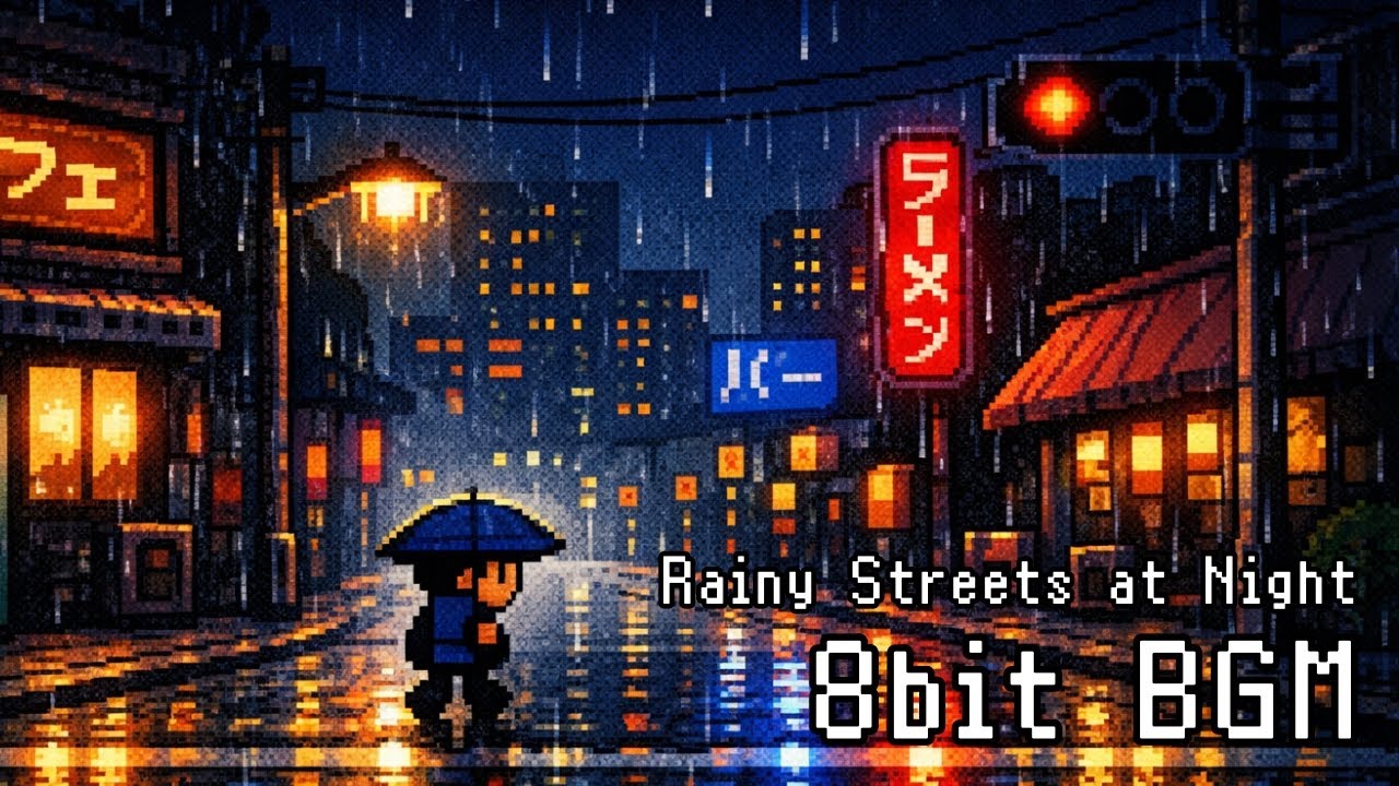 Rainy Night Walk 8-Bit BGM｜Pixel City Music for Focus & Chill