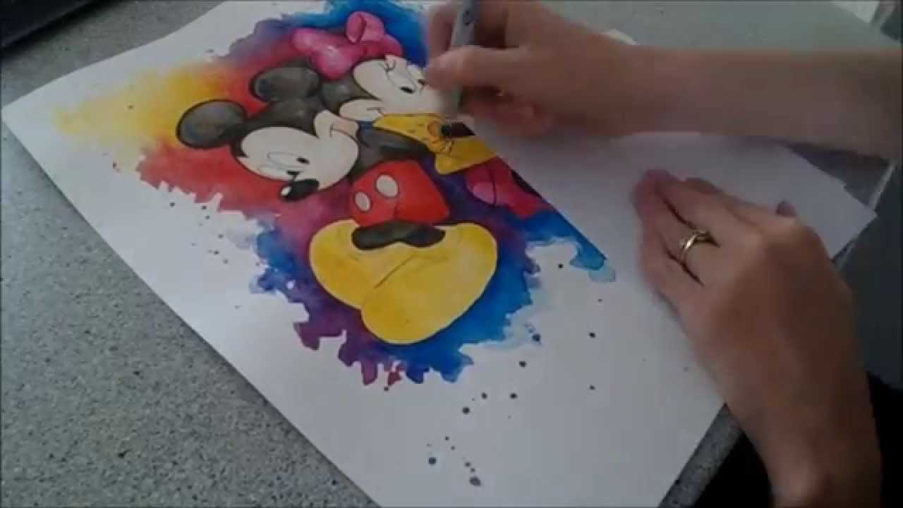 Minnie and Mickey Mouse Splash - Speed painting by Fiona-Clarke.com
