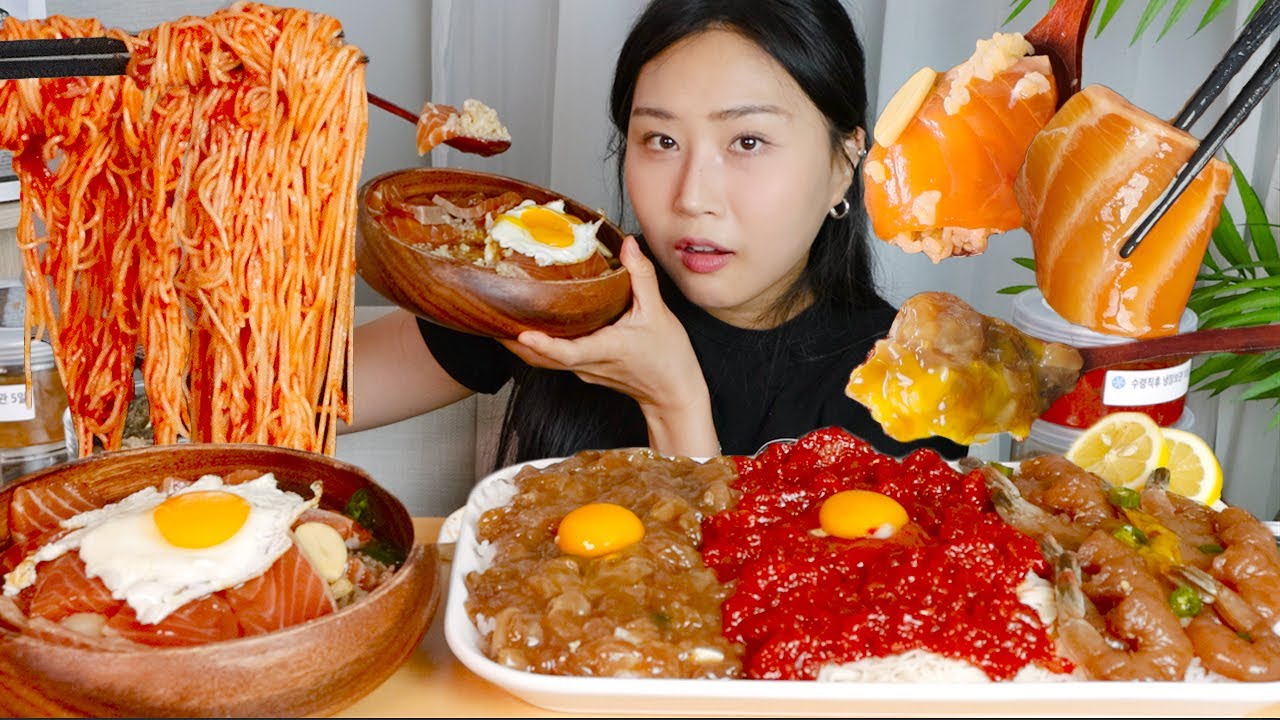 MUKBANG) 국물째 퍼먹는 인생 연어장🥄 게장 새우장 1.7kg 먹방 Marinated shrimp, salmon and crab Real sound eating show