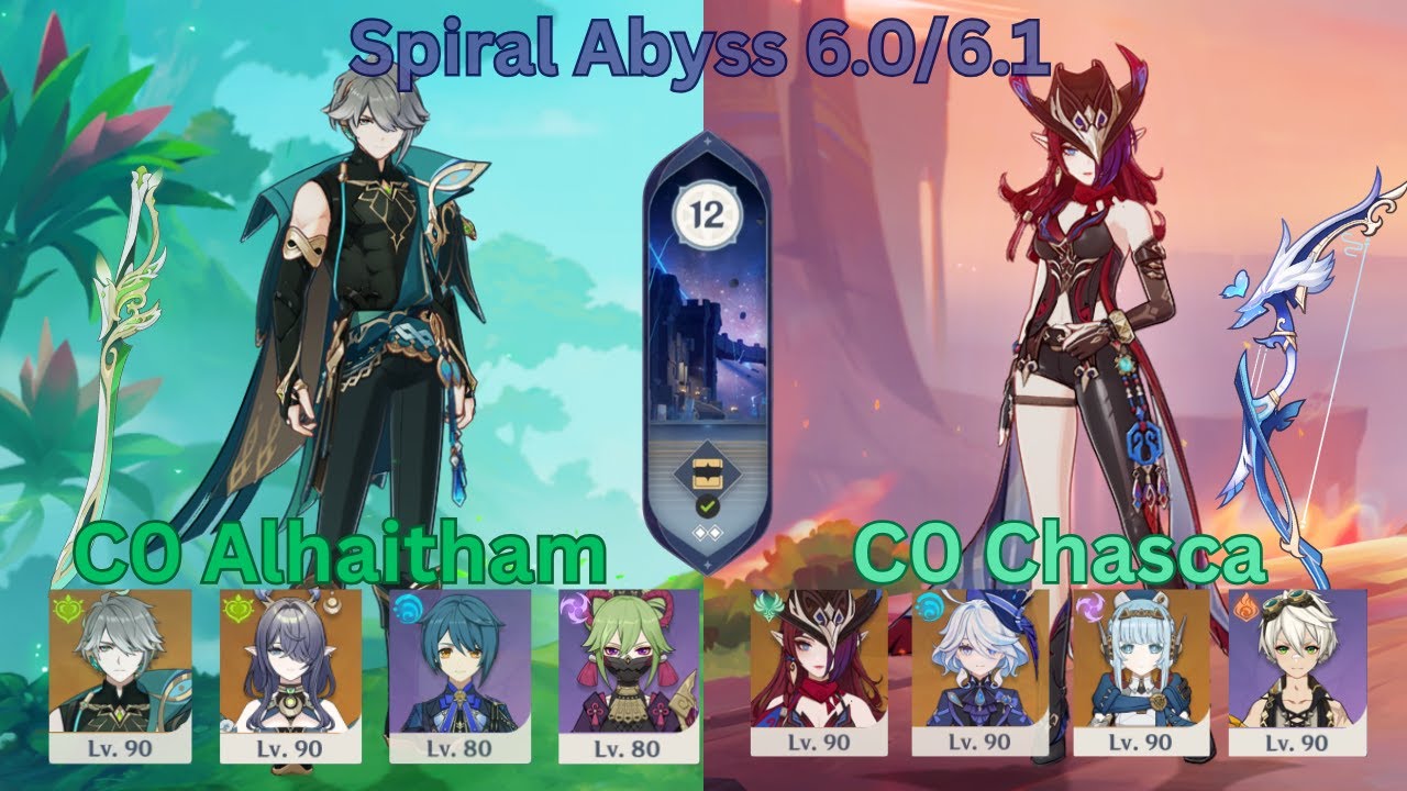 C0 Alhaitham Hyperbloom & C0 Chasca Rainbow | Genshin Impact | Spiral Abyss 6.0/6.1 Floor 12
