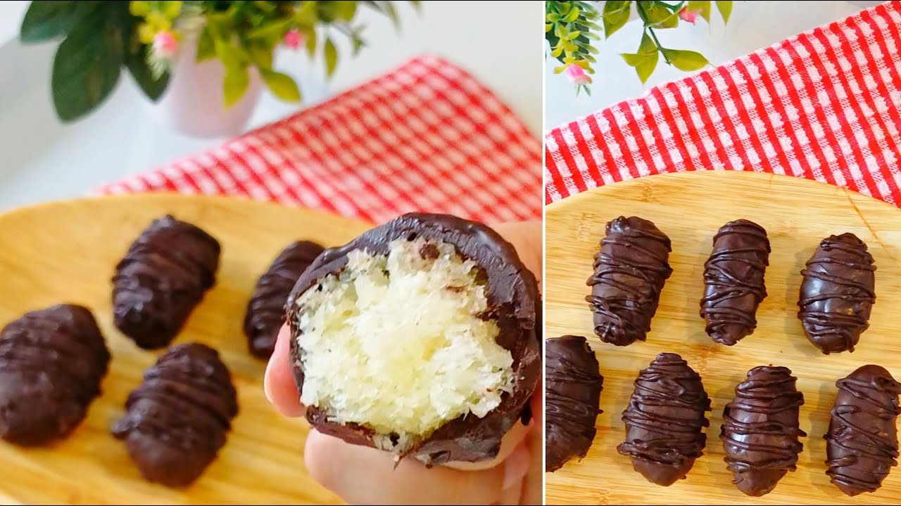 Homemade Bounty chocolate bar recipe /How to make coconut chocolate bar
