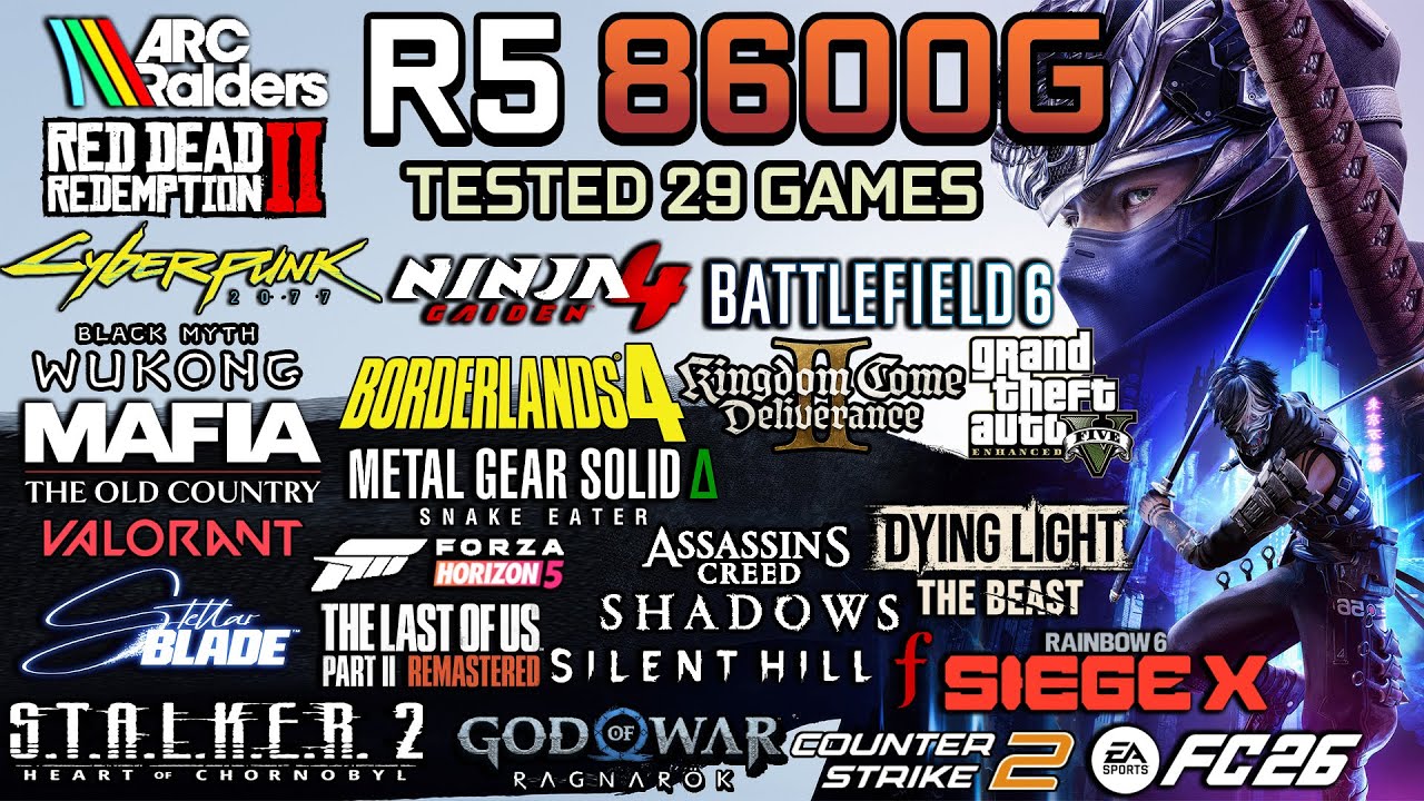 Ryzen 5 8600G in late 2025 : Test in 29 Games - Gaming Test in 2025